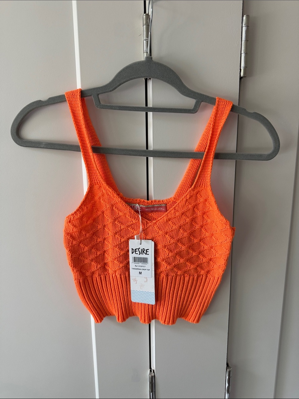 Desire Denim Orange Knit Cropped Tank